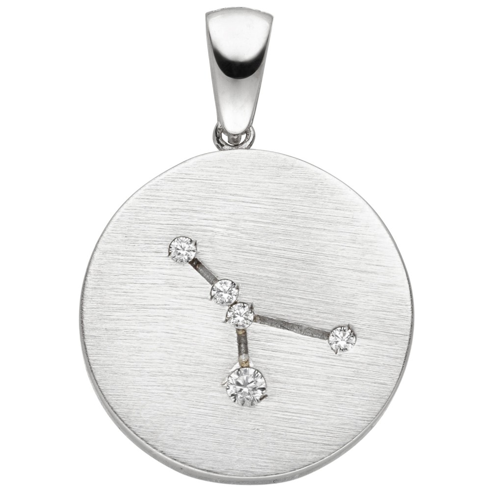 Anhänger Sternzeichen Krebs 925 Sterlingsilber matt 5 Zirkonia Silberanhäng