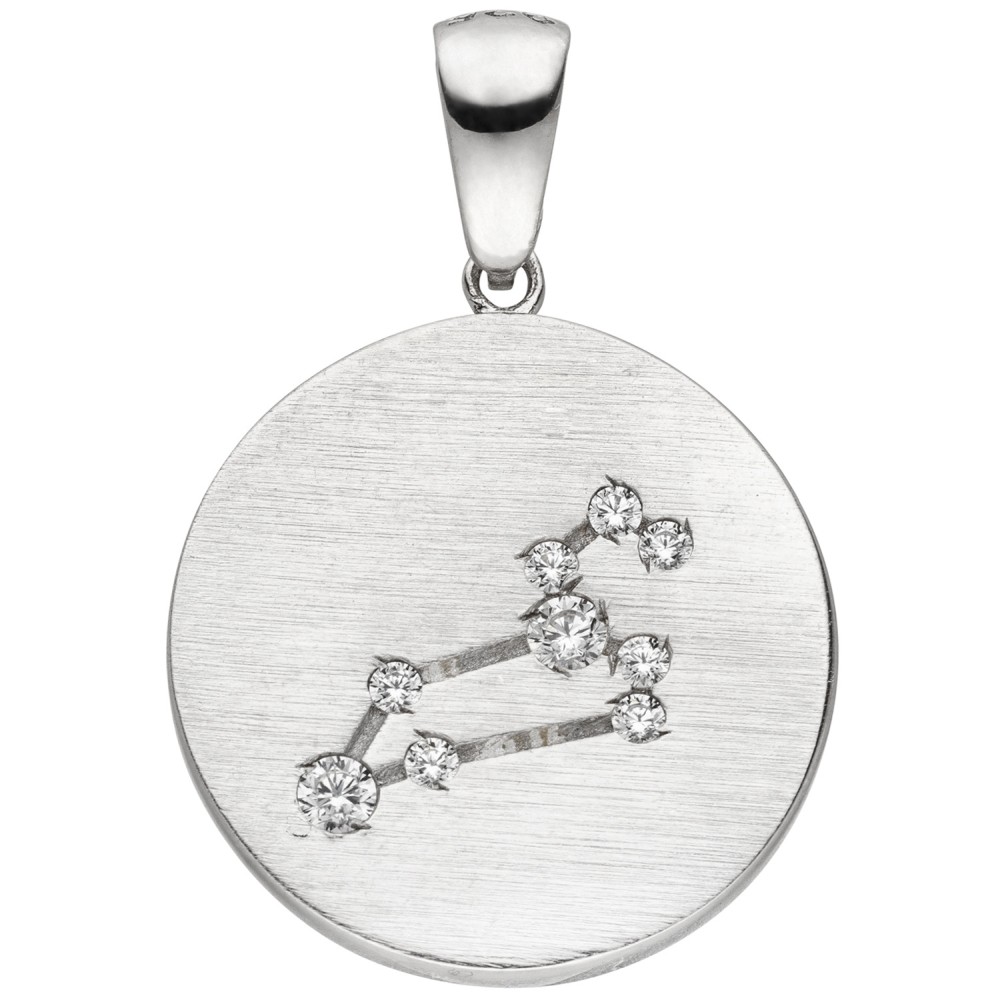 Anhänger Sternzeichen Löwe 925 Sterlingsilber matt 9 Zirkonia Silberanhänge