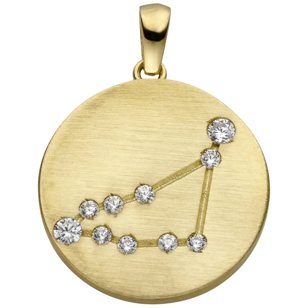 Anhänger Sternzeichen Steinbock 333 Gelbgold matt 10 Zirkonia Goldanhän