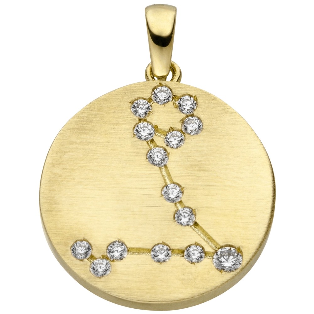 Anhänger Sternzeichen Fische 333 Gelbgold matt 15 Zirkonia