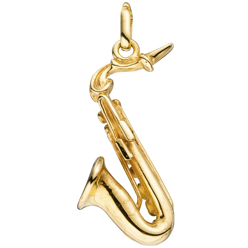 Anhänger Saxophon 925 Sterlingsilber vergoldet