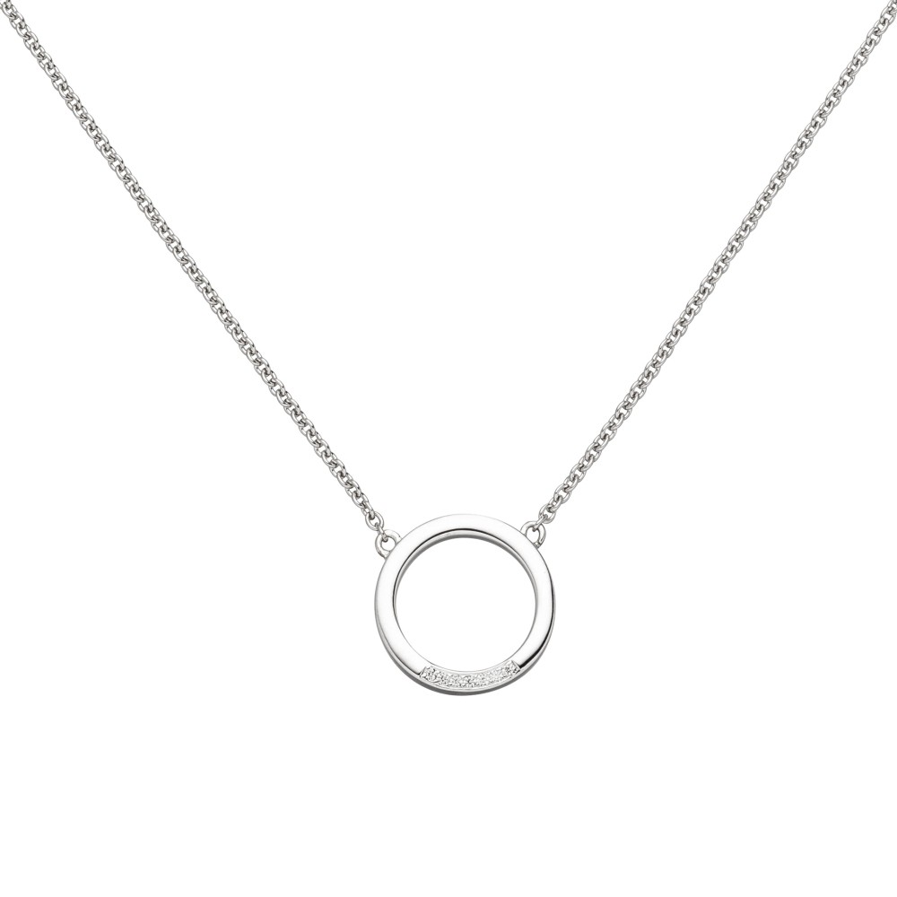 Collier Halskette 585 Weißgold 7 Diamanten Brillanten 43cm Kette