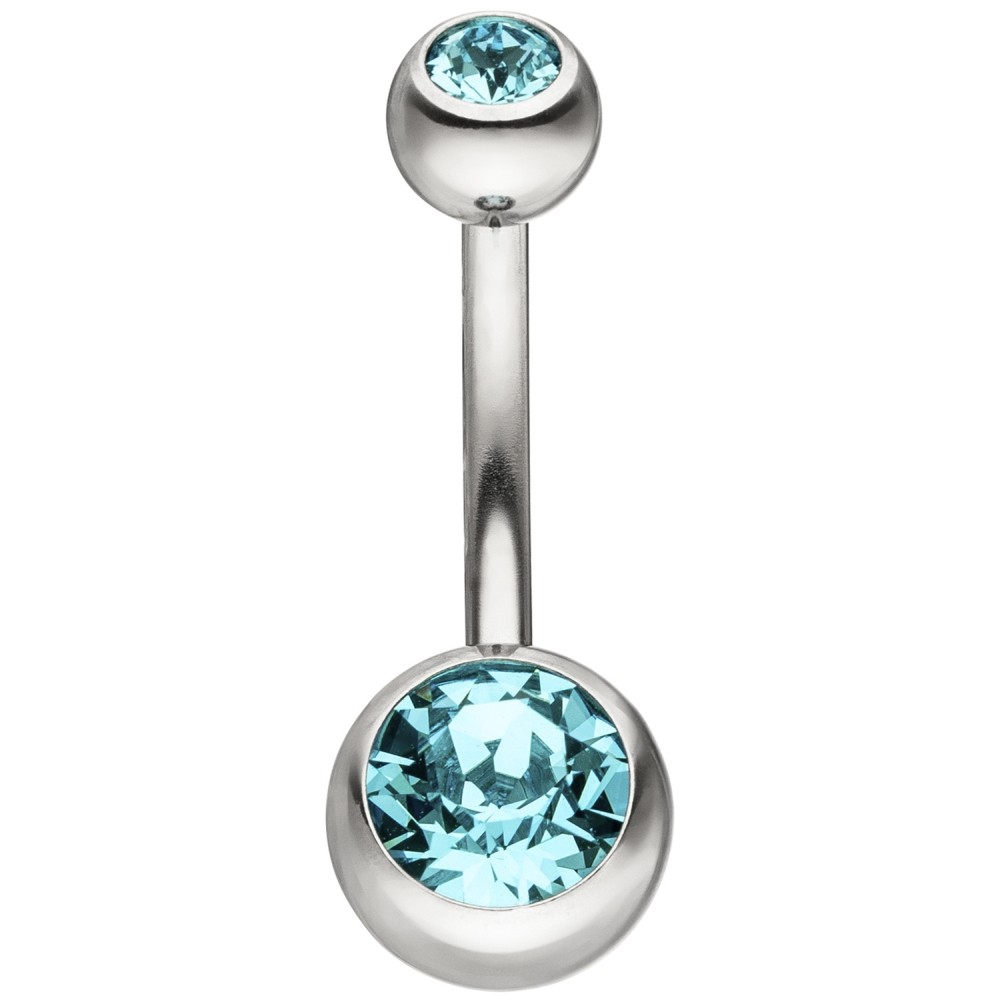 Bauchnabel Piercing Edelstahl mit SWAROVSKI® ELEMENTS türkis