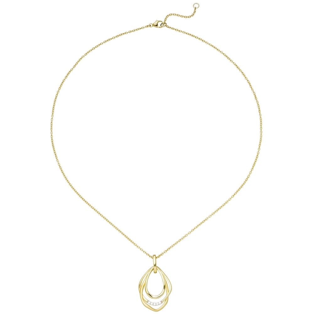 Collier Kette mit Anhänger 925 Sterling Silber gold vergoldet 5 Zirkonia 45cm