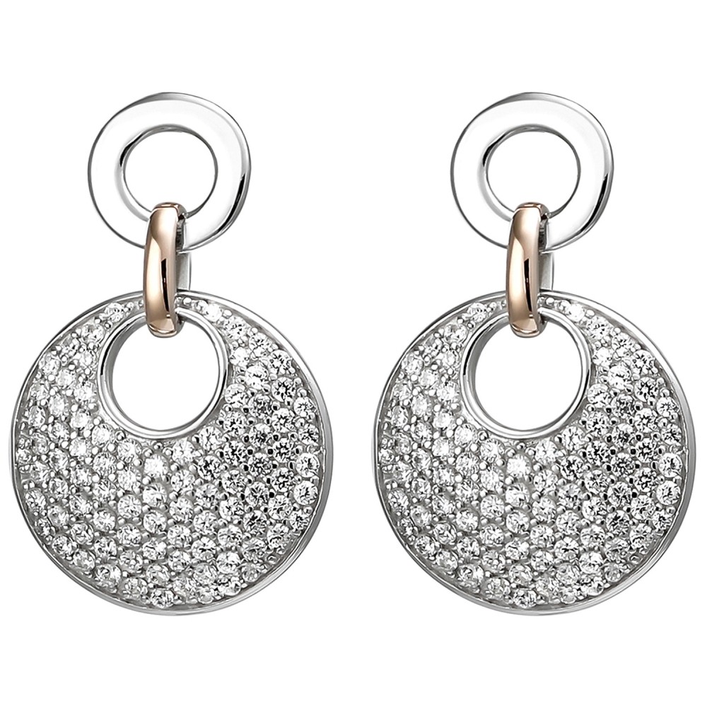Ohrhänger 925 Sterlingsilber bicolor vergoldet 178 Zirkonia Ohrringe