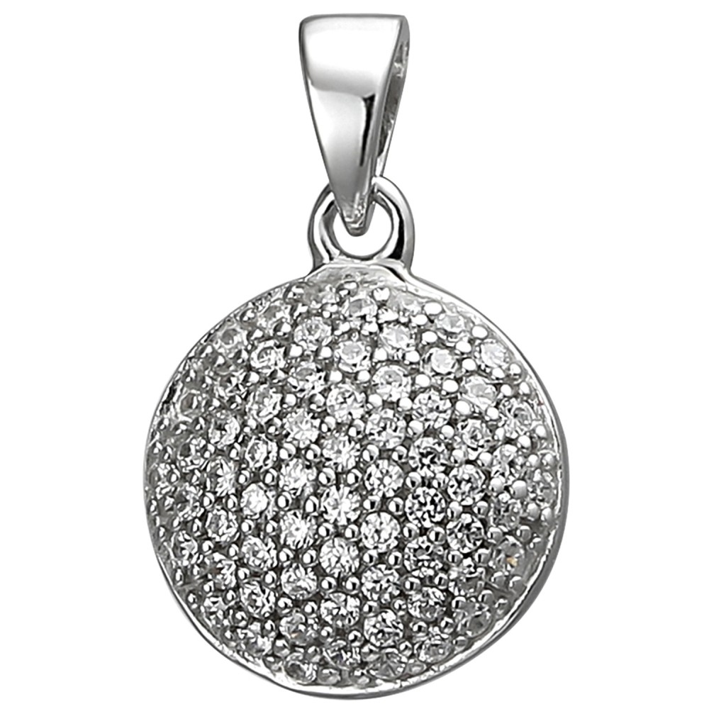 Anhänger rund 925 Sterlingsilber 66 Zirkonia Silberanhänger