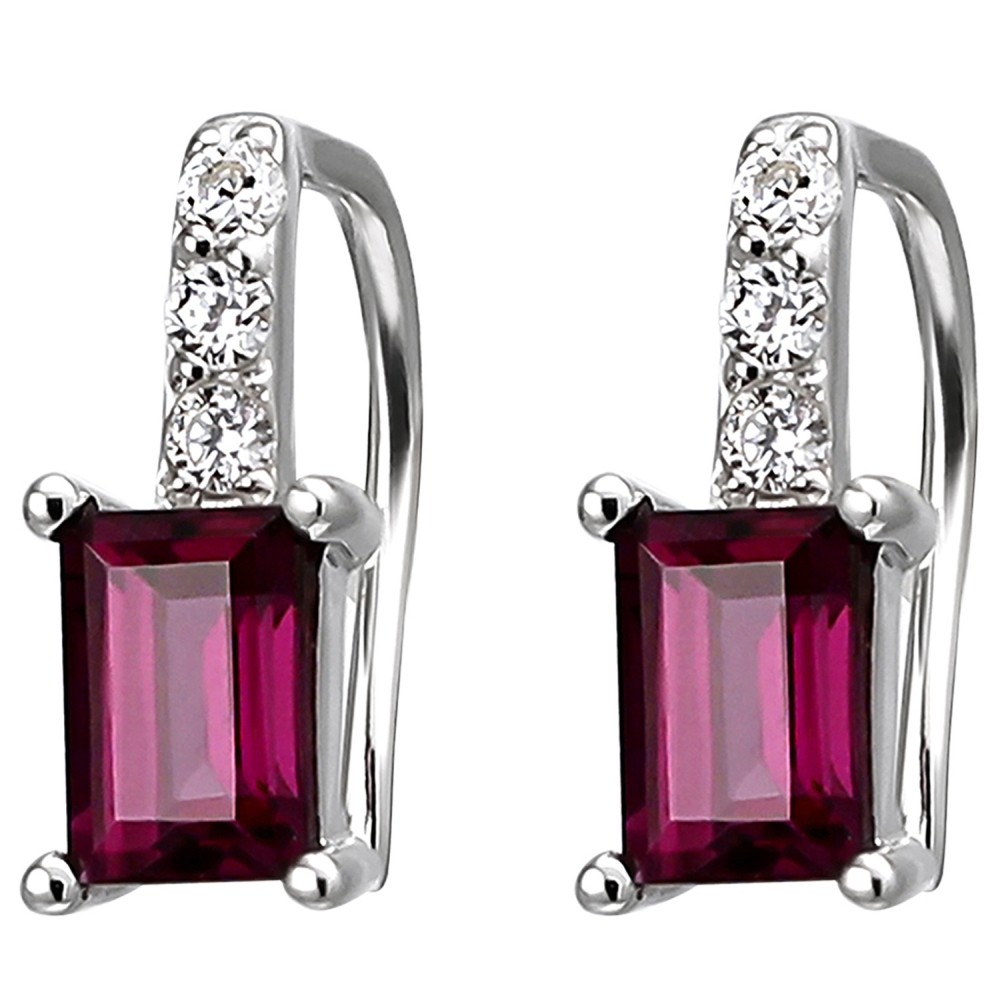 Ohrhänger 925 Sterlingsilber 2 Rhodolithe 6 Zirkonia Ohrringe