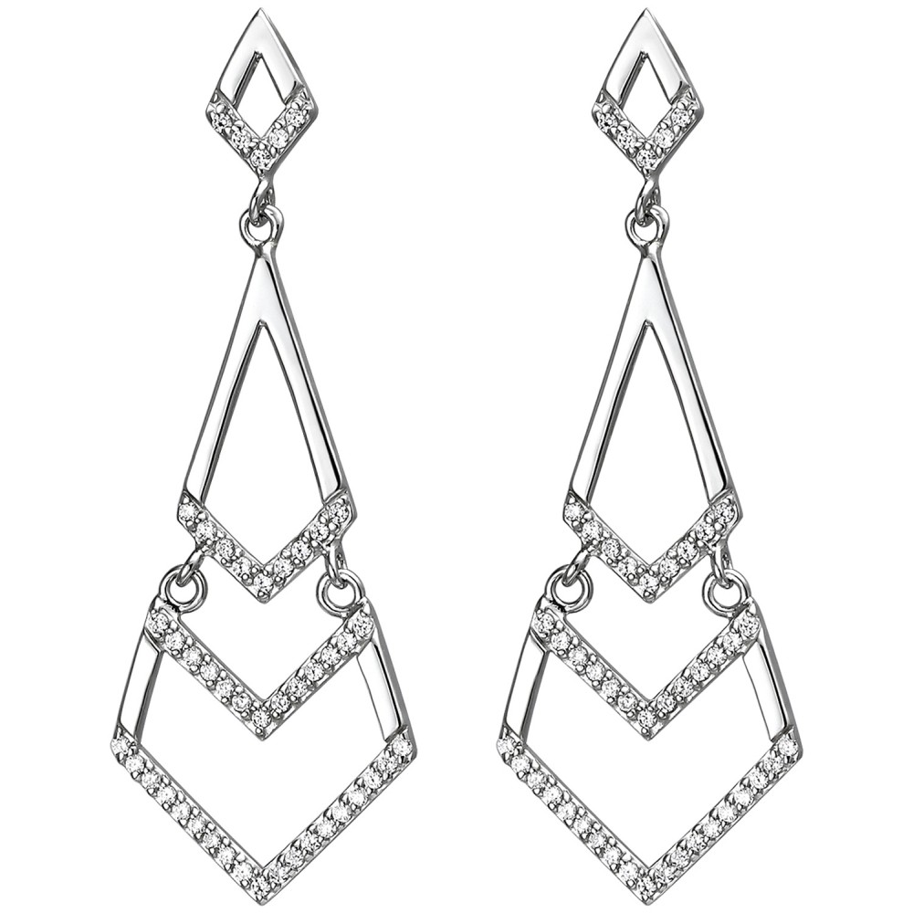 Ohrhänger 925 Sterlingsilber 92 Zirkonia Ohrringe Silberohrringe