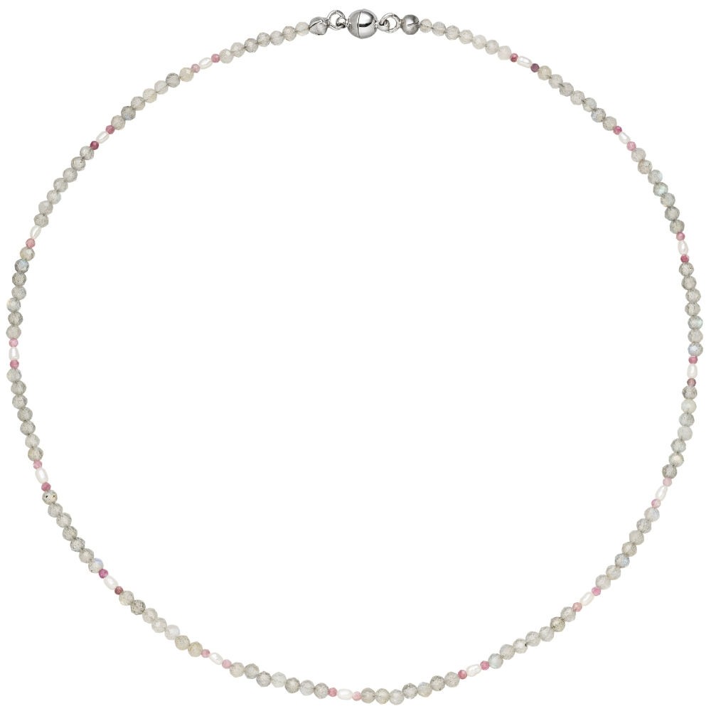 Halskette Kette Labradorit und Turmalin 43cm