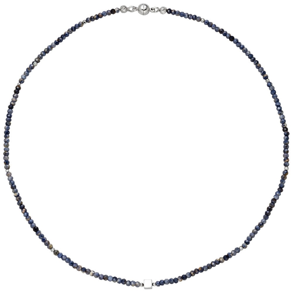 Halskette Kette mit Safir-Rondell und Hematin 43cm