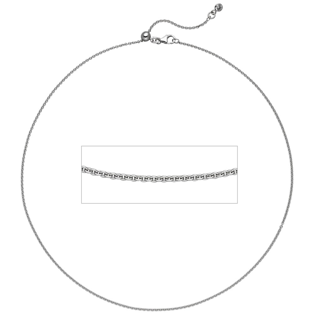 Ankerkette 925 Silber 1 Zirkonia 45cm Kette Halskette verkürzbar