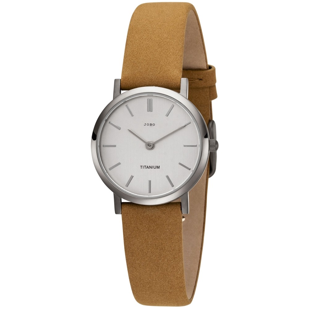 Damen Armbanduhr Quarz Analog Titan Lederband beige