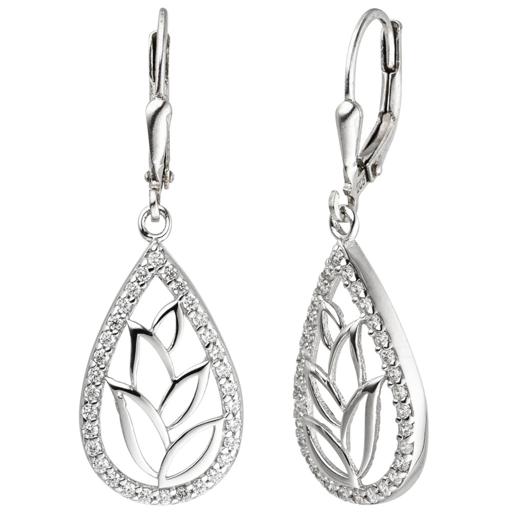 Ohrhänger Tropfen 925 Sterlingsilber 64 Zirkonia Ohrringe Boutons