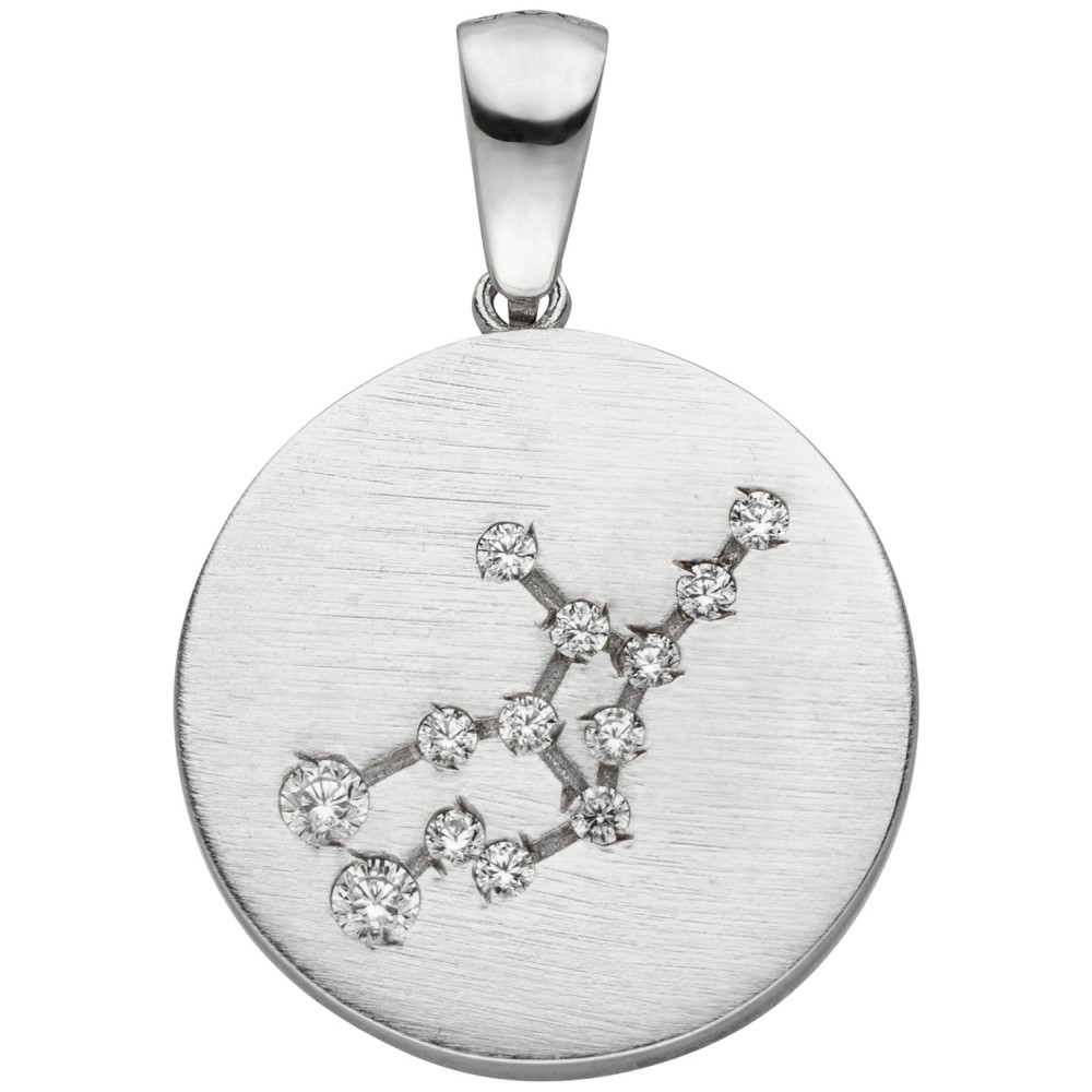 Anhänger Sternzeichen Jungfrau 925 Sterlingsilber matt 13 Zirkonia Silberan