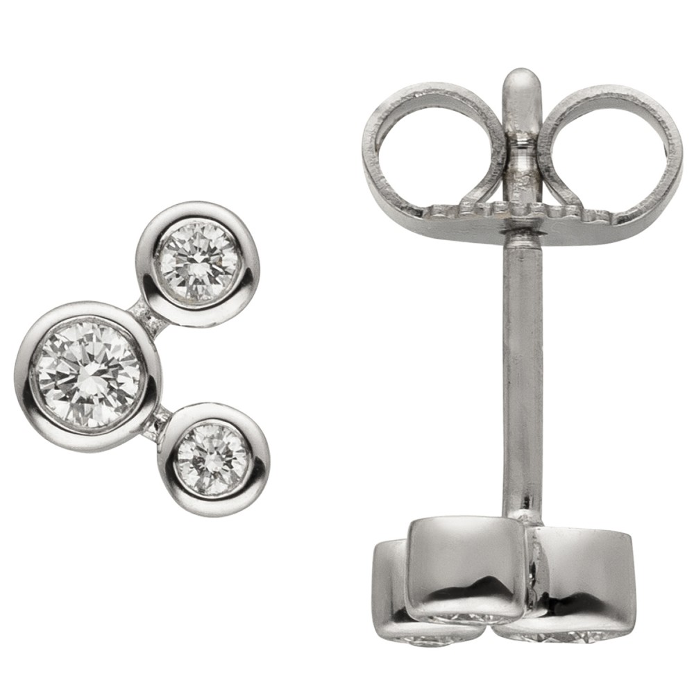 Ohrstecker 585 Weißgold 6 Diamanten Brillanten Ohrringe Goldohrringe