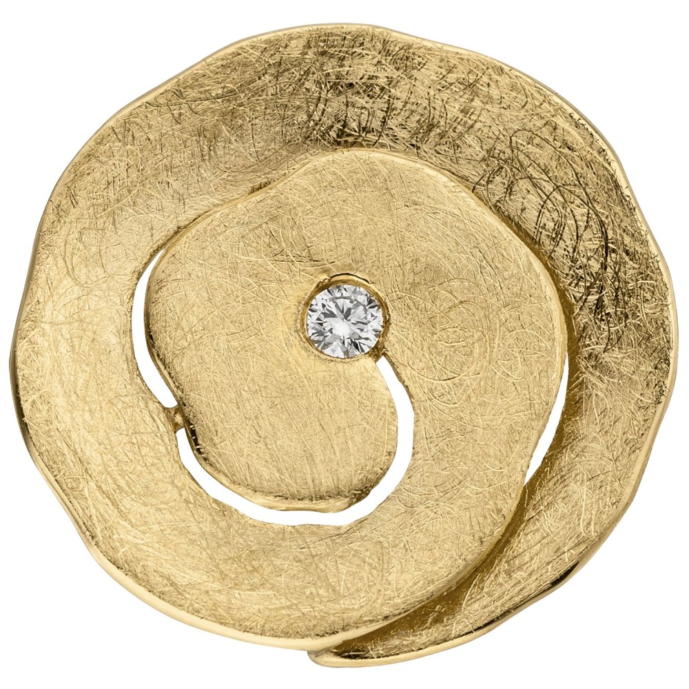 Anhänger 585 Gelbgold eismatt 1 Diamant Brillant 2.2g
