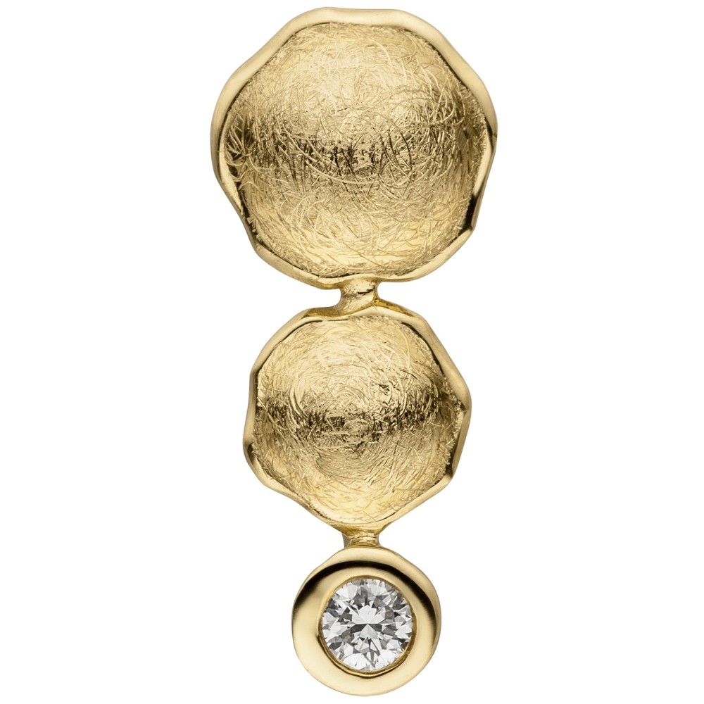 Anhänger 585 Gelbgold eismatt 1 Diamant Brillant Diamantanhänger 0.7g