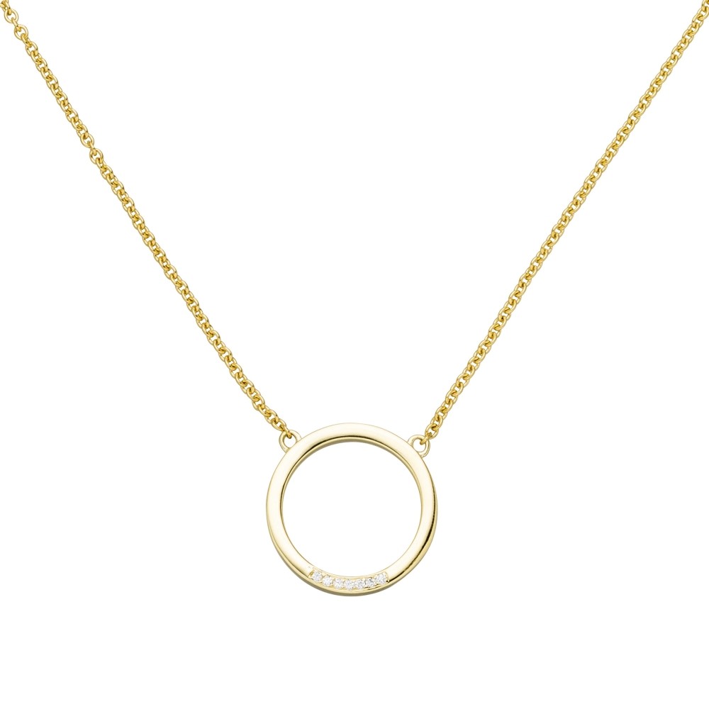 Collier Halskette 585 Gelbgold 7 Diamanten Brillanten 44cm Kette