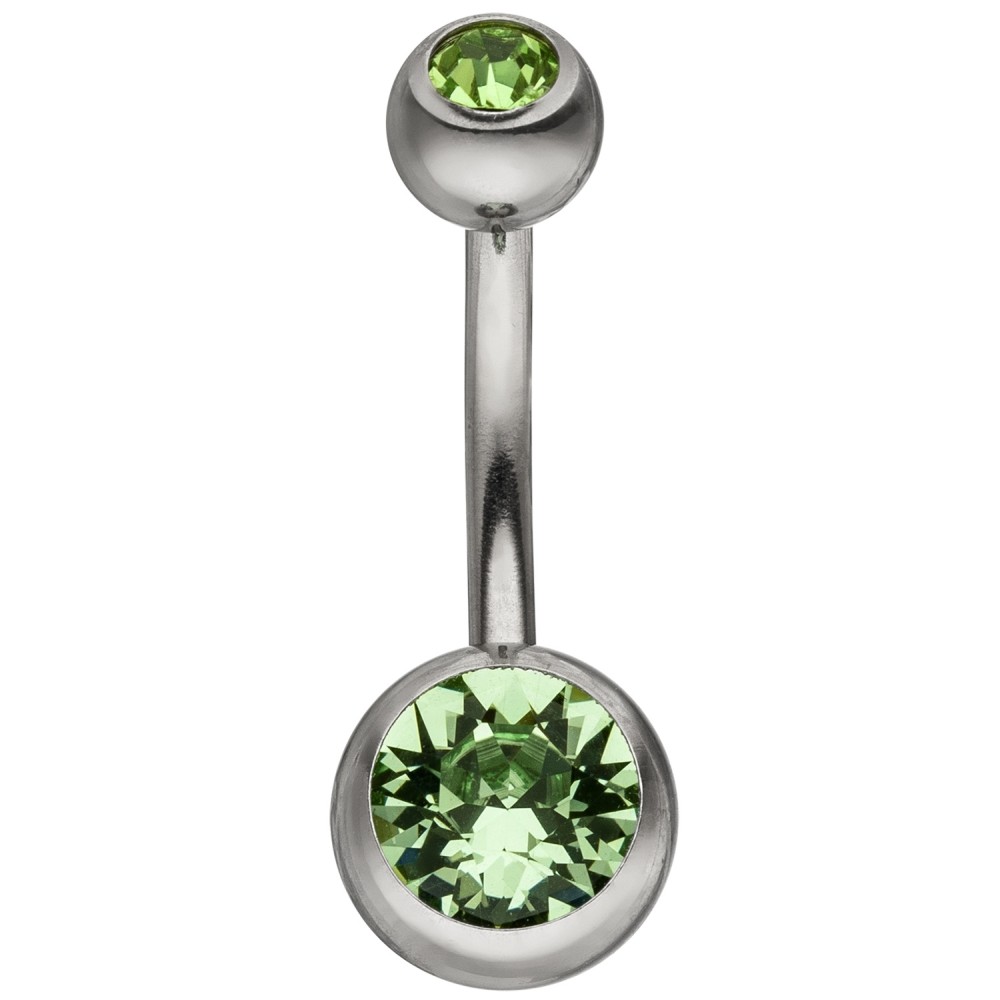 Bauchnabel Piercing Edelstahl mit SWAROVSKI® ELEMENTS grün