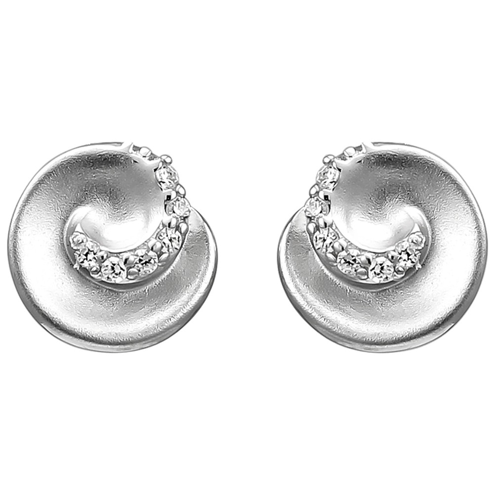 Ohrstecker 925 Sterlingsilber matt 12 Zirkonia Ohrringe Silberohrringe