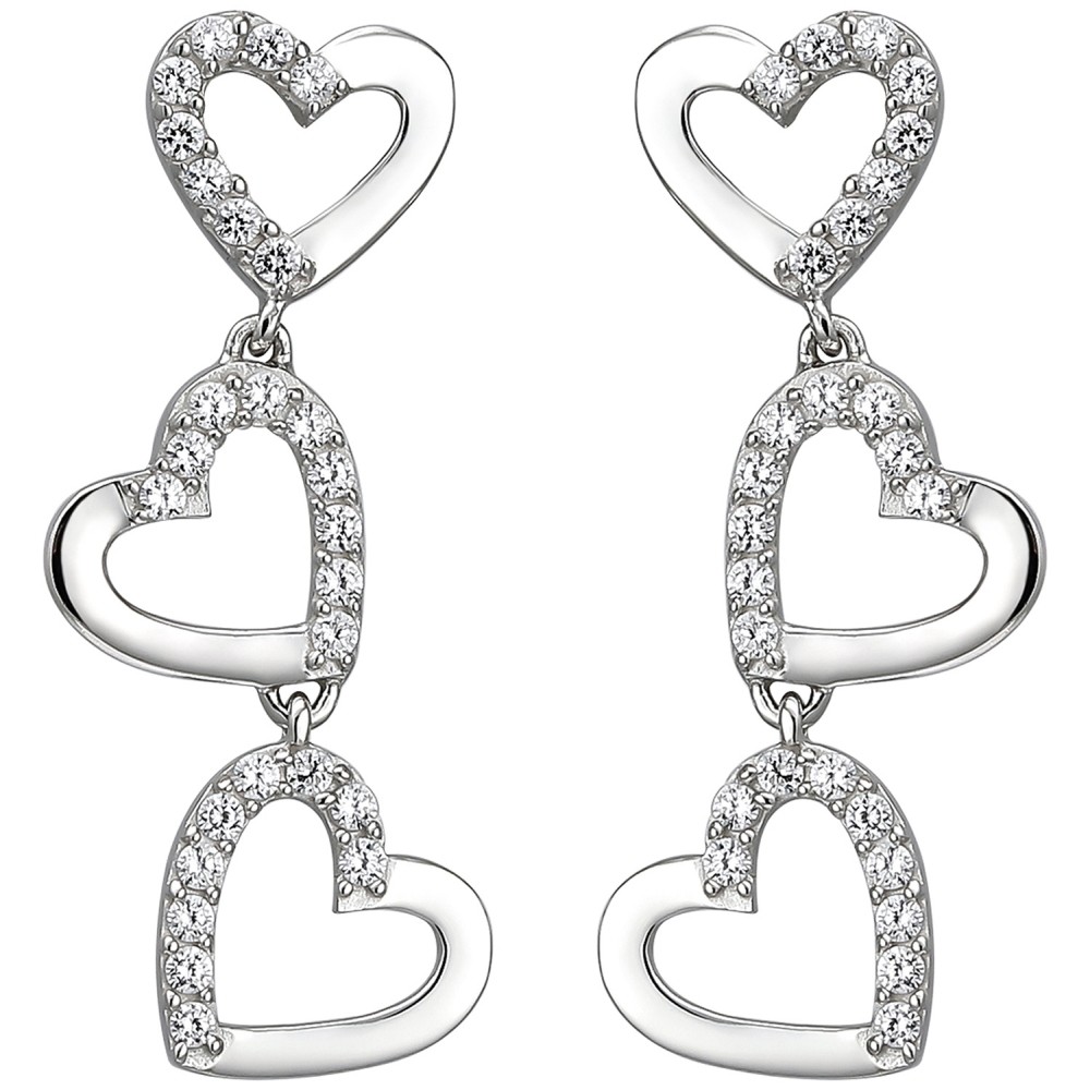Ohrhänger Herzen 925 Silber 52 Zirkonia Ohrringe