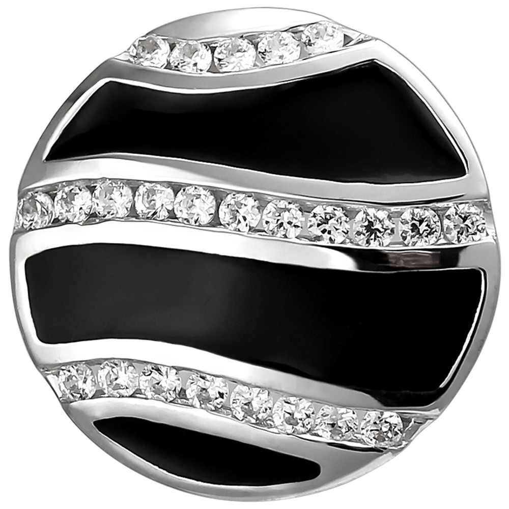 Anhänger 925 Sterlingsilber mit schwarzer Emaille und 24 Zirkonia