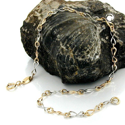 Armband Fantasie bicolor 375 Gelbgold