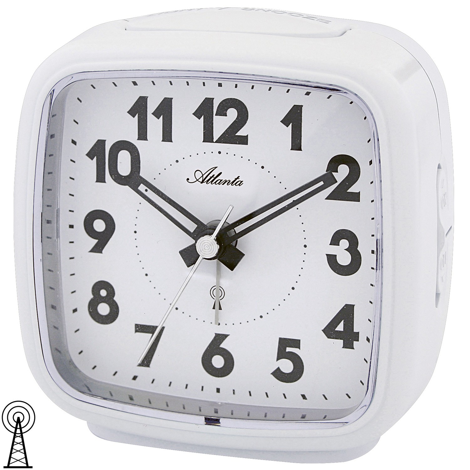 Wecker Funk Funkwecker weiß mit Licht Snooze