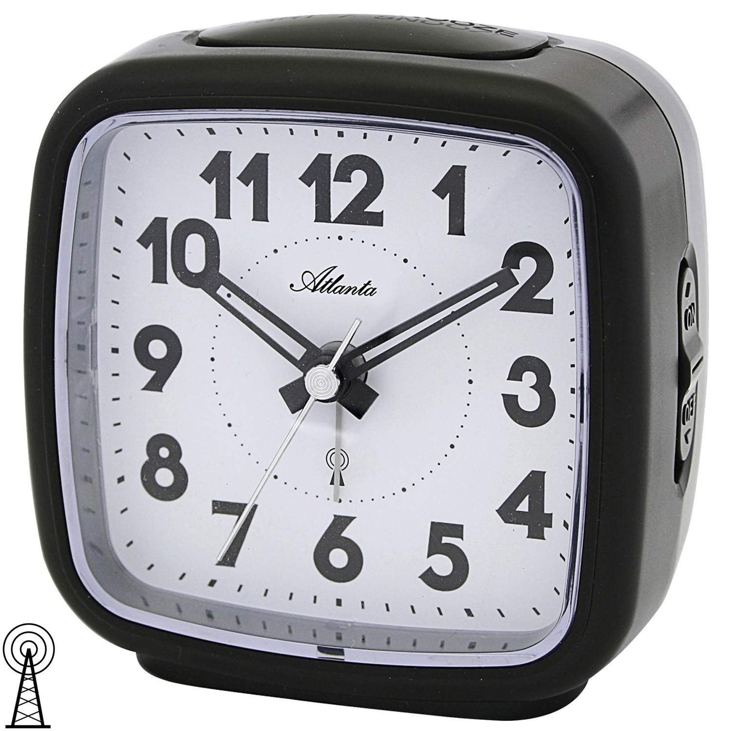 Wecker Funk Funkwecker schwarz mit Licht Snooze