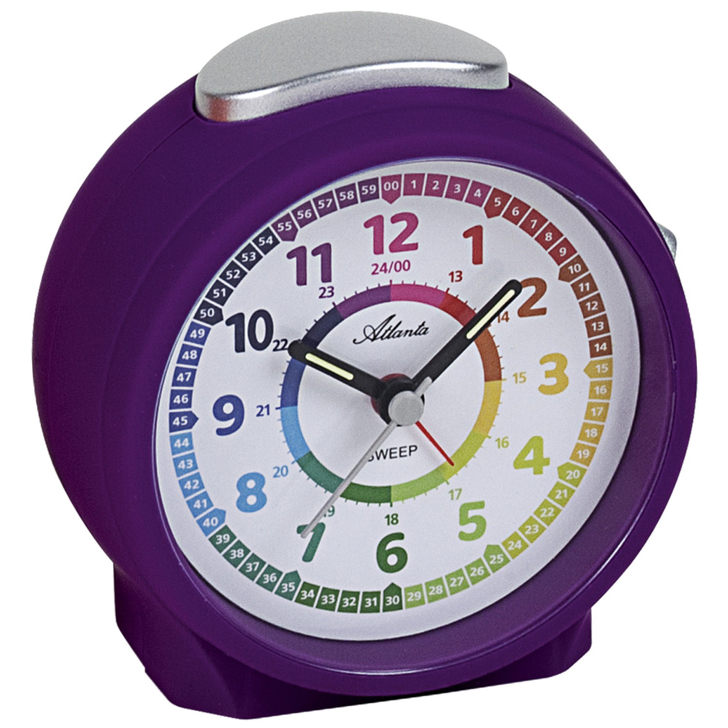 Wecker für Kinder Quarz analog Kinderwecker lila