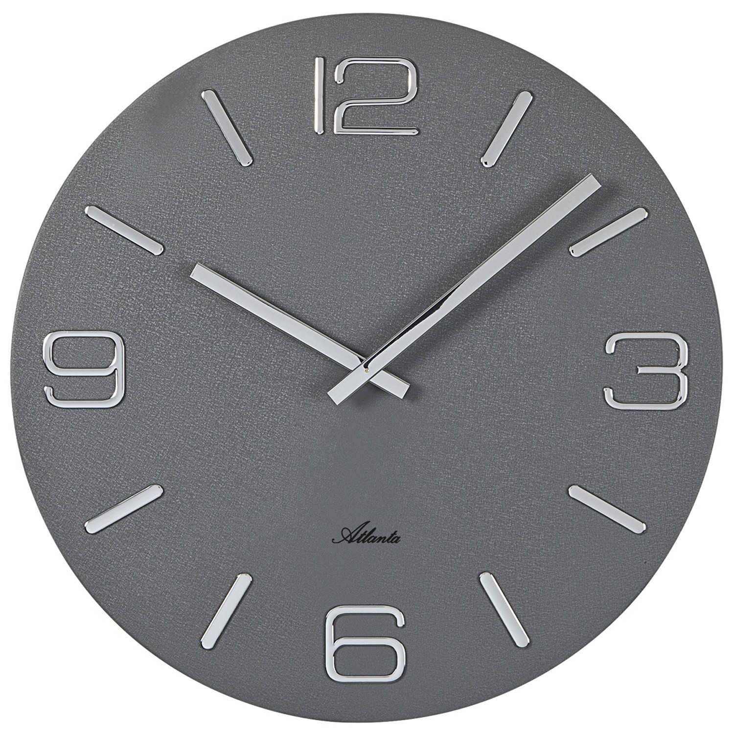 Atlanta Wanduhr Quarz analog grau rund