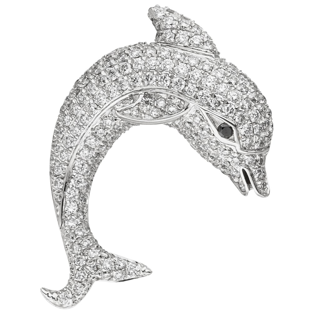 Anhänger Delfin 585 Gold Weißgold 204 Diamanten Brillanten