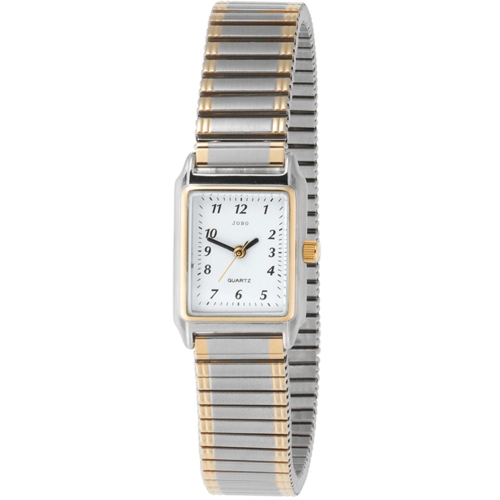 JOBO Damen Armbanduhr Quarz Analog Edelstahl bicolor Flexband