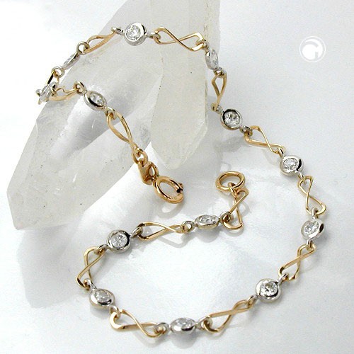 Armband Fantasie bicolor 375 Gelbgold