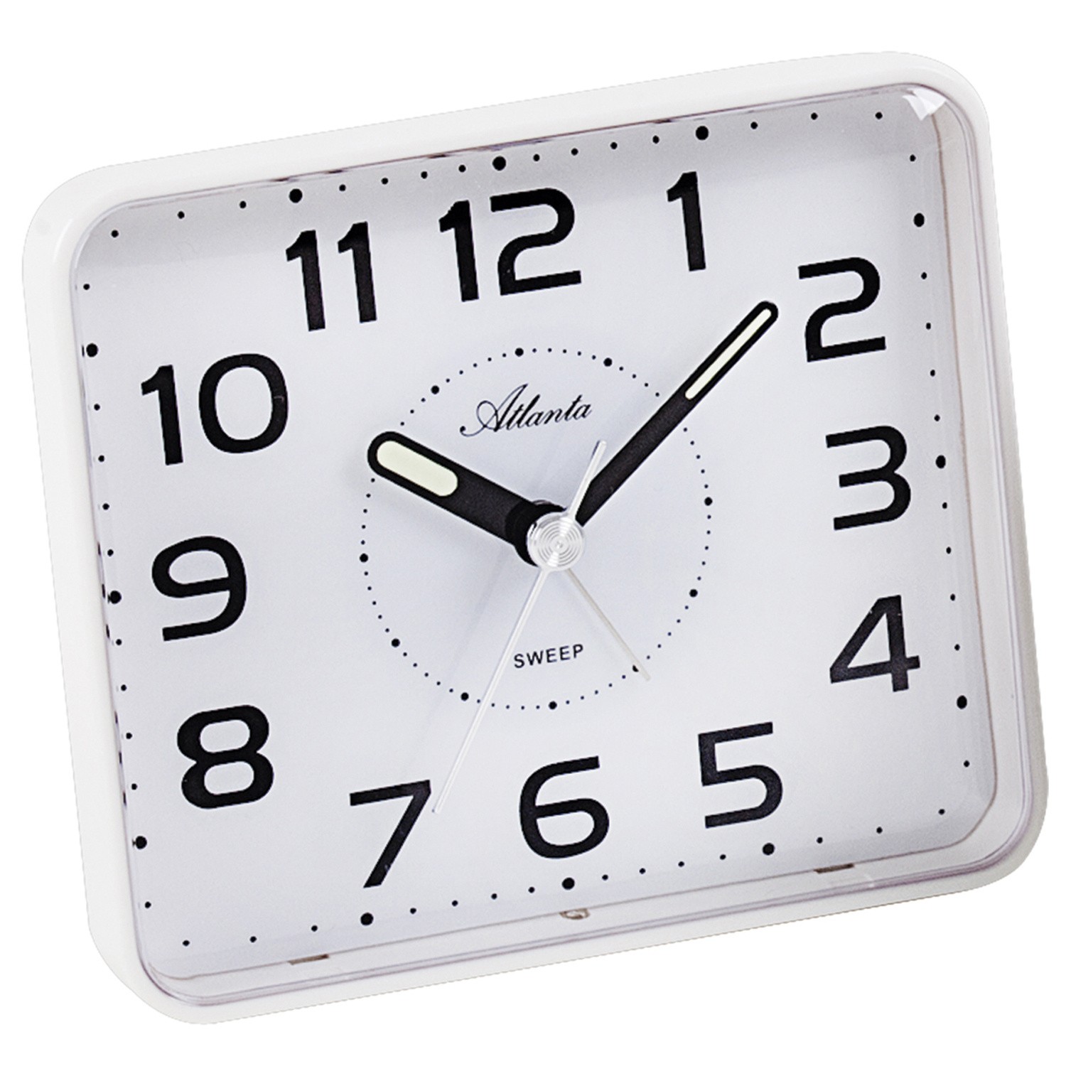 Wecker 1973/0 Quarz analog weiß leise ohne Ticken mit Licht Snooze