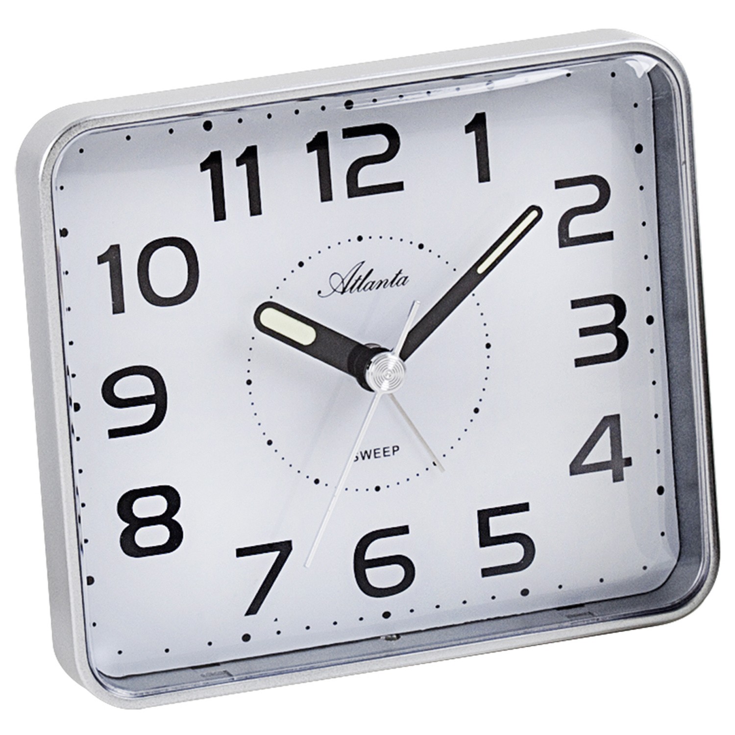 Wecker Quarz analog silbern leise ohne Ticken mit Licht