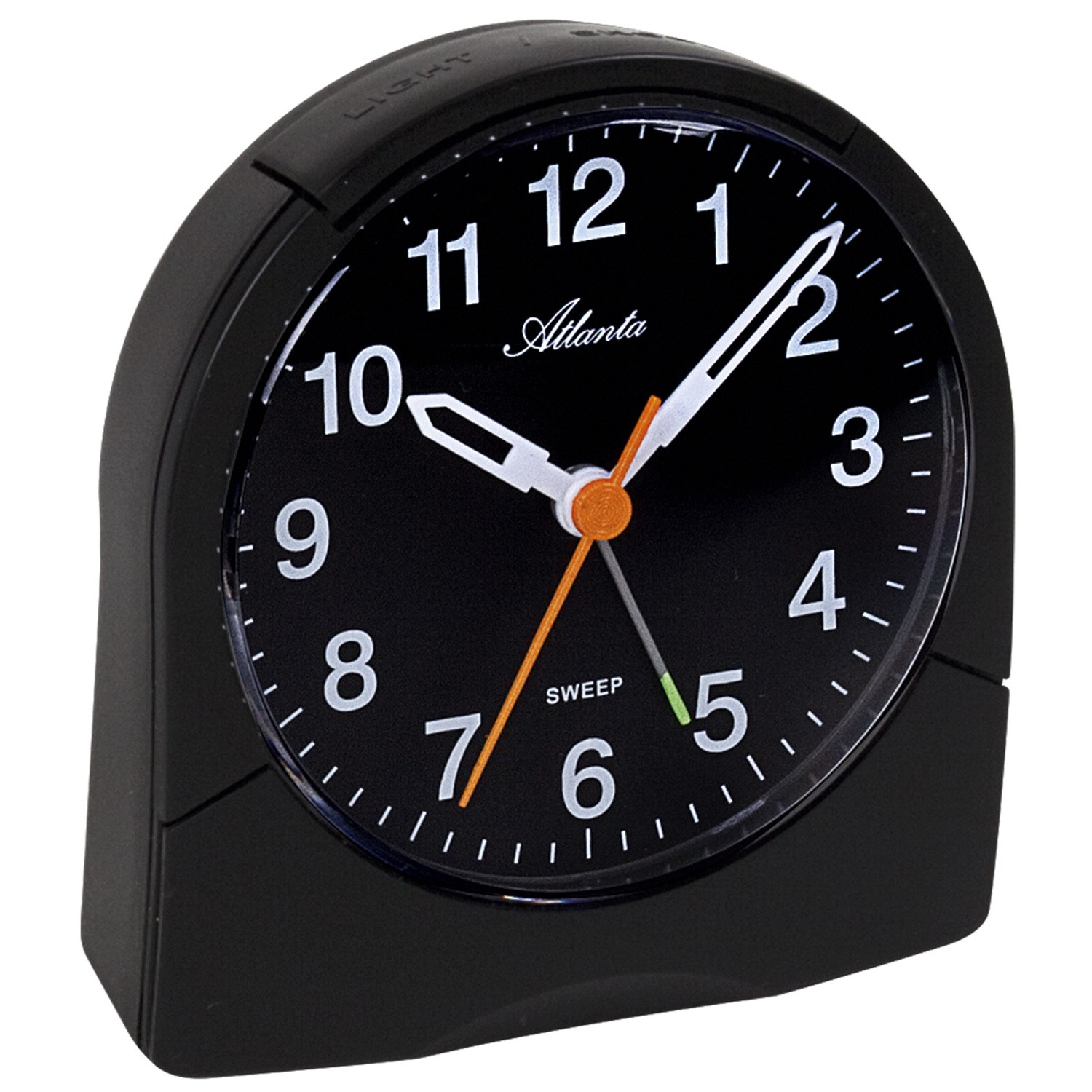 Wecker Quarz analog schwarz leise ohne Ticken mit Licht