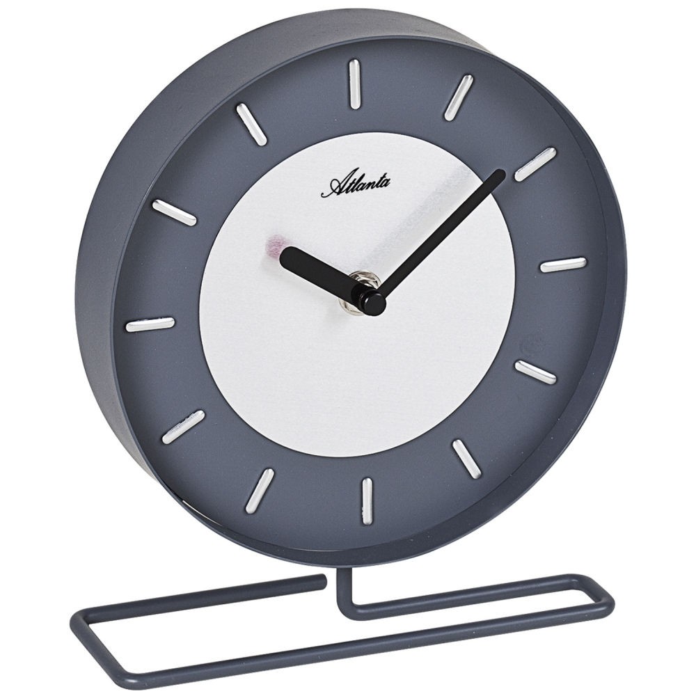 Atlanta Tischuhr Quarz grau rund