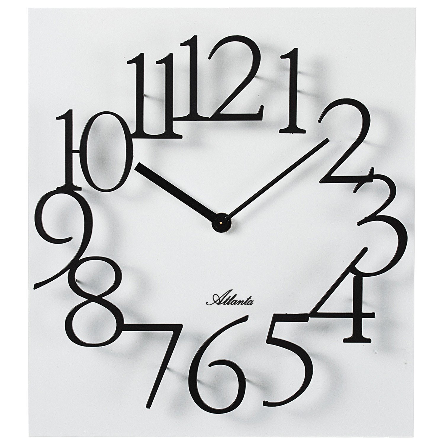 Atlanta Wanduhr Quarz analog weiß eckig viereckig