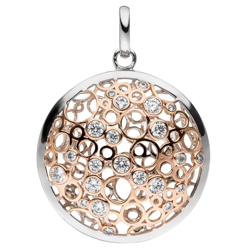 Anhänger 925 Sterling Silber bicolor vergoldet 22 Zirkonia