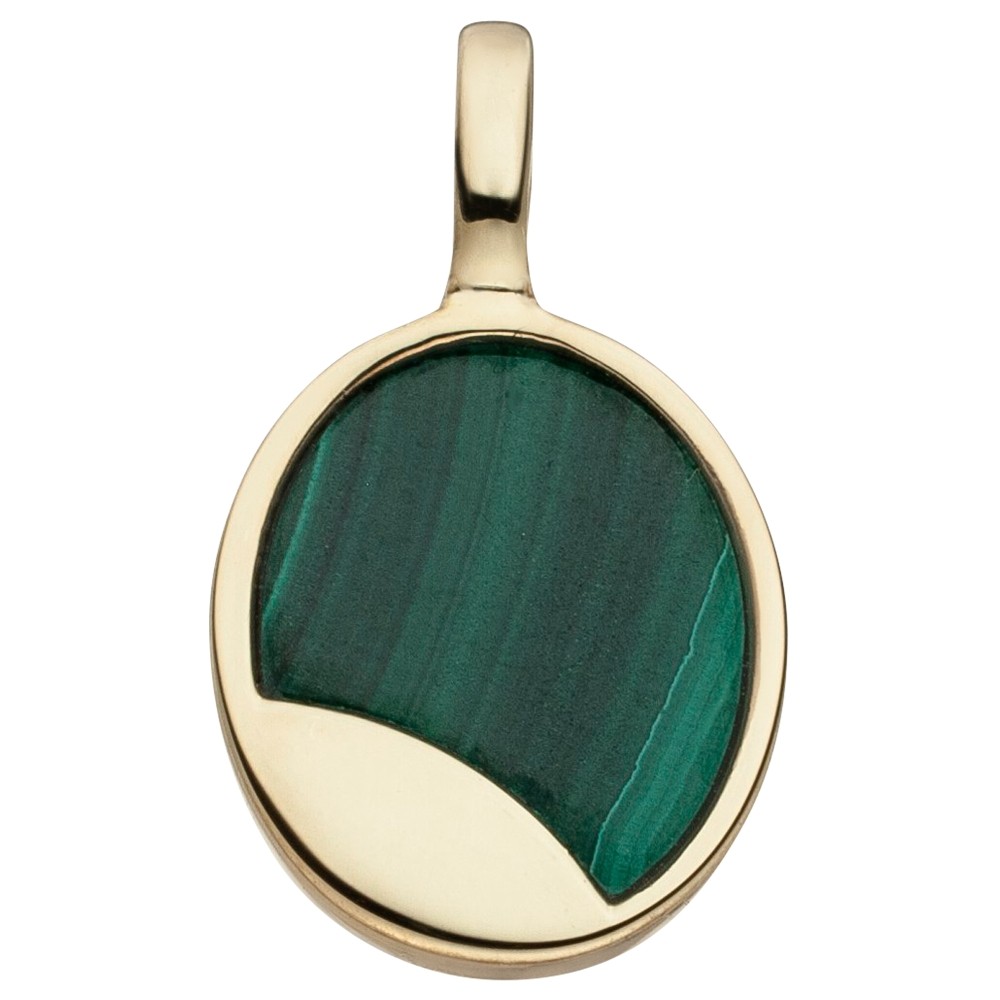 Anhänger 925 Sterling Silber gold vergoldet mit Malachit-Einlage
