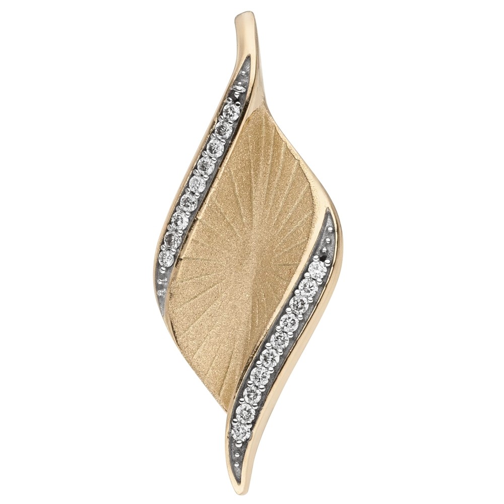 Anhänger 585 Gold Gelbgold matt 19 Diamanten Brillanten 0,08ct.