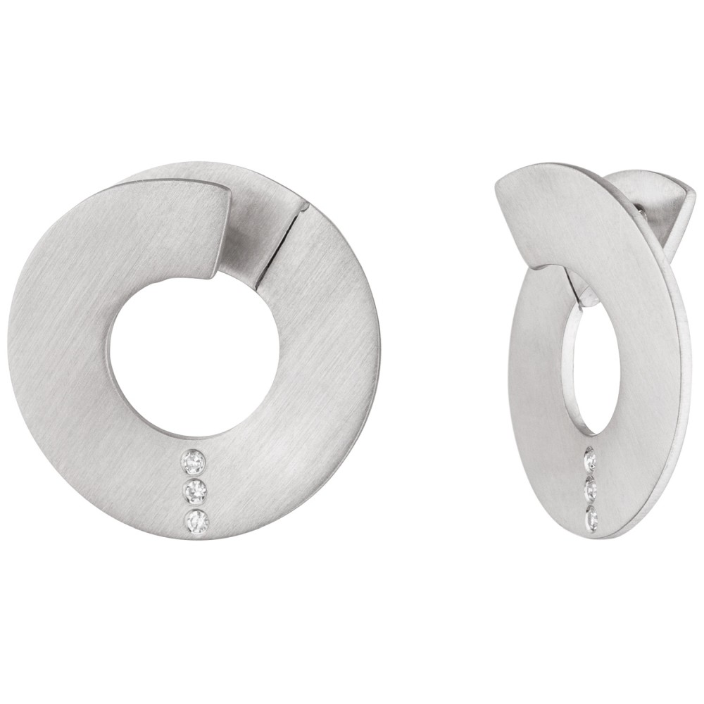 Creolen 925 Silber matt 6 Diamanten Brillanten Ohrringe 9g