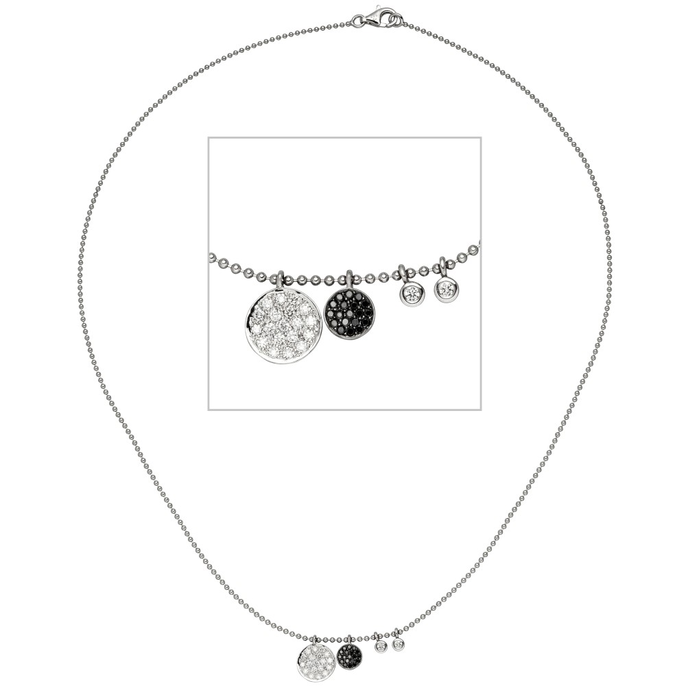 Collier Halskette Kette 585 Gold Weißgold 40 Diamanten Brillanten 43 cm