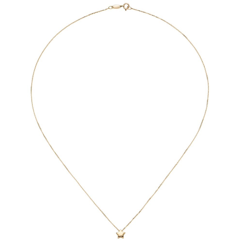 Collier Halskette mit Anhänger Stern 375 Gold Gelbgold 42 cm Kette