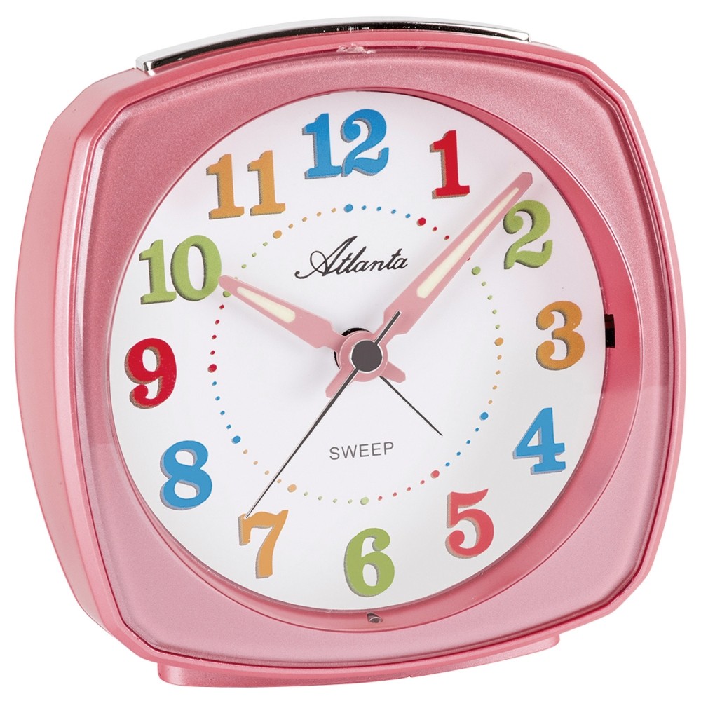Atlanta 2120/17 Wecker für Kinder Quarz analog Kinderwecker rosa leise
