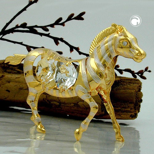 Zebra emailliert mit Glas-Steinen Kristallglas