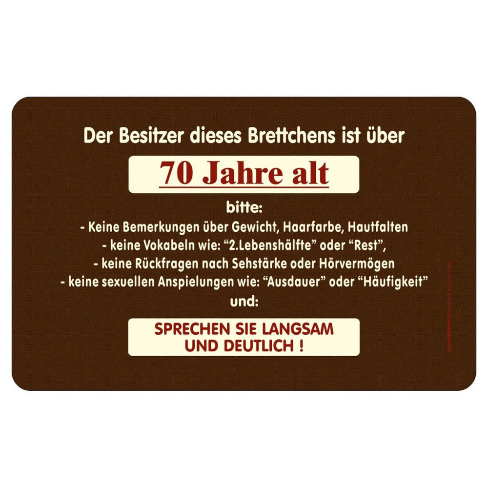 Frühstücksbrettchen Brotzeitbrettchen - Besitzer über 70