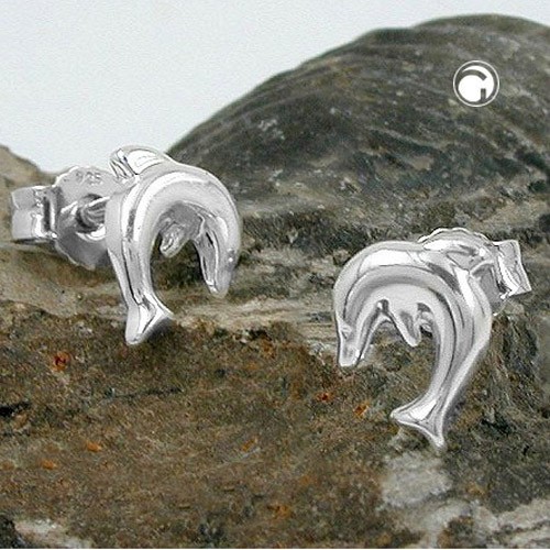 Ohrstecker 7mm springender Delfin 925 Sterlingsilber