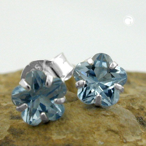 Ohrstecker Zirkonia aqua 925 Sterlingsilber